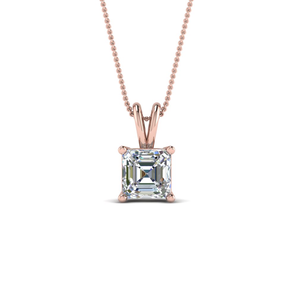 1 ct asscher single diamond pendant in 14K rose gold FDPD8469AS 1.0CTANGLE2 NL RG